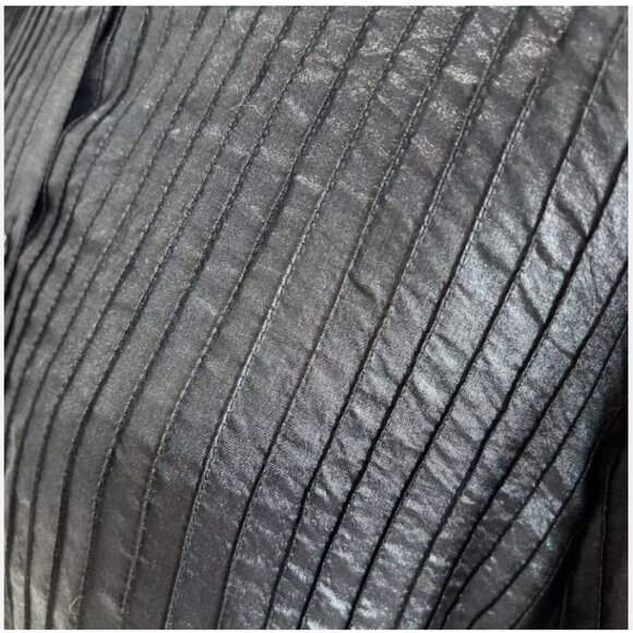 Eileen Fisher Women's Black 100% Silk Tussah Button Down Pintuck Blouse Medium - Picture 6 of 15